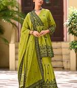 Mehendi chinon readymade sharara suit with embroidery work