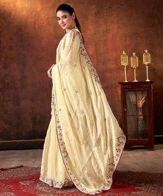 chiku space silk blend blend thread embroidery work saree 5