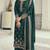 Teal green silk georgette semi stitched suit with embroidery sequence work