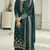 Teal green silk georgette semi stitched suit with embroidery sequence work
