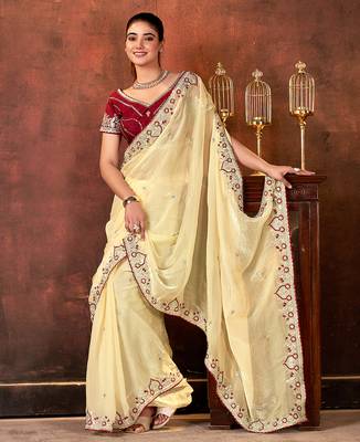 chiku space silk blend blend thread embroidery work saree 6
