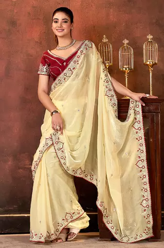 chiku space silk blend blend thread embroidery work saree