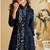 Black silk stylish readymade suit with real mirror work