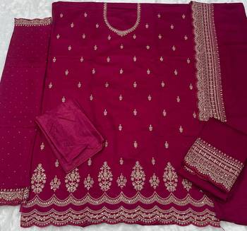 Rani pink silk georgette suit with embroidery sequin  2