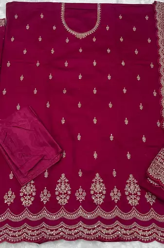 Rani pink silk georgette suit with embroidery sequin 