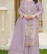 Lavender fox georgette semi stitched suit with embroidery sequence work
