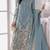 Blue fox georgette semi stitched suit with embroidery sequence work