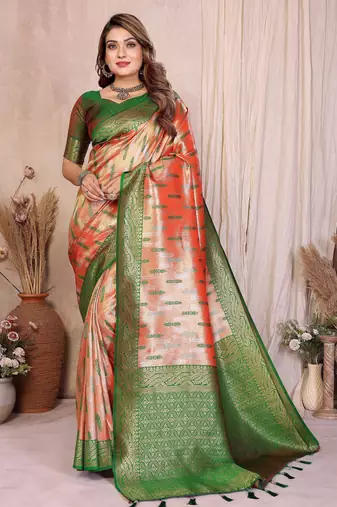 rust color beautiful banarasi tissue silk blend blend rich sophisticated saree