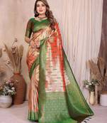 rust color beautiful banarasi tissue silk blend blend rich sophisticated saree