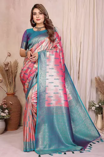 pink color beautiful banarasi tissue silk blend blend rich sophisticated saree