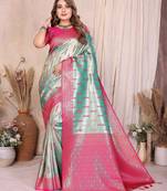 sea green color beautiful banarasi tissue silk blend blend rich sophisticated saree