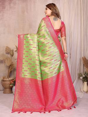 pista faux banarasi tissue silk blend blend rich sophisticated saree 2