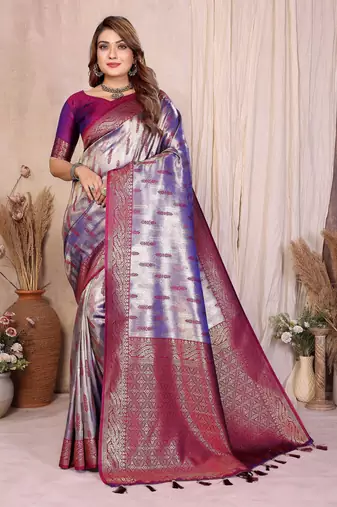 lavender color beautiful banarasi tissue silk blend blend rich sophisticated saree