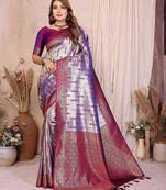 lavender color beautiful banarasi tissue silk blend blend rich sophisticated saree