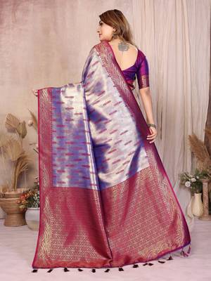lavender faux banarasi tissue silk blend blend rich sophisticated saree 3