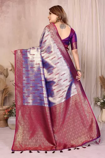lavender faux banarasi tissue silk blend blend rich sophisticated saree