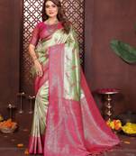 green color banarasi tissue silk blend blend woven rich paithani designer ceremonial saree
