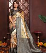 yellow color banarasi tissue silk blend blend woven rich paithani designer ceremonial saree