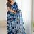 blue color georgette fabric designe floral printed bollywood style saree
