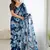 blue color georgette fabric designe floral printed bollywood style saree