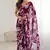 wine color georgette fabric designe floral printed bollywood style saree