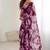 wine color georgette fabric designe floral printed bollywood style saree