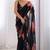 black color beautiful floral printed ceremonial georgette saree