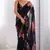 black color beautiful floral printed ceremonial georgette saree