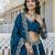 Trendmalls Teal Blue embroidered lehenga choli with dupatta