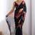 black color beautiful floral printed ceremonial georgette saree