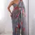 grey color beautiful floral printed ceremonial georgette saree