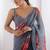 grey color beautiful floral printed ceremonial georgette saree