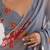 grey color beautiful floral printed ceremonial georgette saree