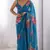 firozi color beautiful floral printed ceremonial georgette saree