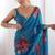 firozi color beautiful floral printed ceremonial georgette saree
