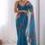 firozi color beautiful floral printed ceremonial georgette saree