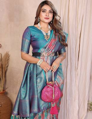 pink heavy rich faux banarasi tissue silk blend blend ceremonial traditional looks 4