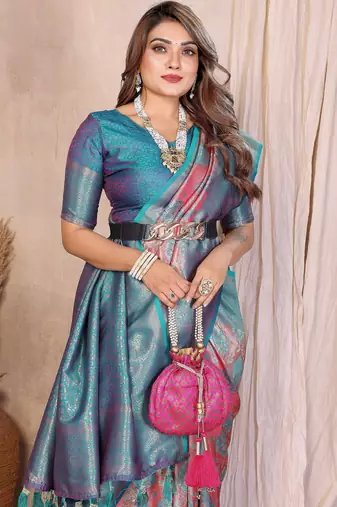 pink heavy rich faux banarasi tissue silk blend blend ceremonial traditional looks