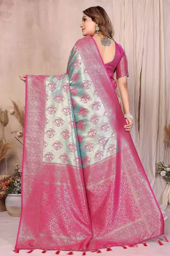 blue heavy rich faux banarasi tissue silk blend blend ceremonial traditional looks