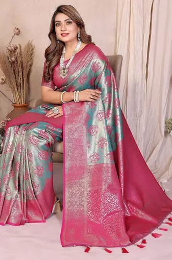 blue heavy rich faux banarasi tissue silk blend blend ceremonial traditional looks