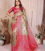 green color heavy rich banarasi tissue silk blend blend for ceremonial traditional looks