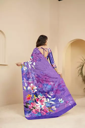 mauve malai crepe art silk blend digital printed ethnic partywear saree