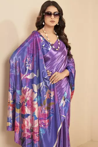 mauve malai crepe art silk blend digital printed ethnic partywear saree