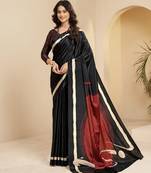 black color malai crepe art silk designer digital printed ethnic partywear saree