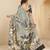 steel grey color malai crepe art silk designer digital printed ethnic partywear saree