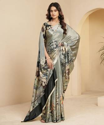 steel grey malai crepe art silk blend digital printed ethnic partywear saree 3