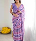 purple color georgette fabric designer fancy printed bollywood style ceremonial saree