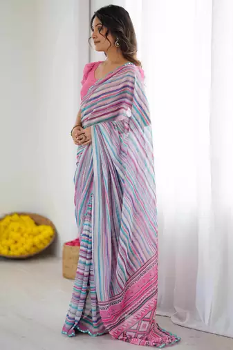 multy georgette fancy printed style ceremonial saree