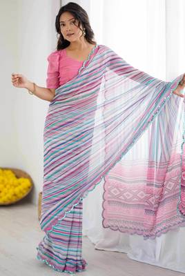 multy georgette fancy printed style ceremonial saree 5