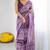 violet color georgette fabric designer fancy printed bollywood style ceremonial saree